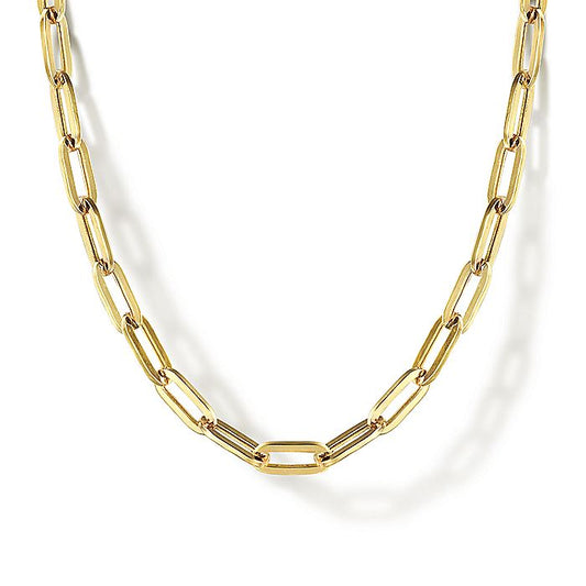 Gabriel & Co. 14 Karat Yellow Gold 24 Inch Hollow Paperclip Chain