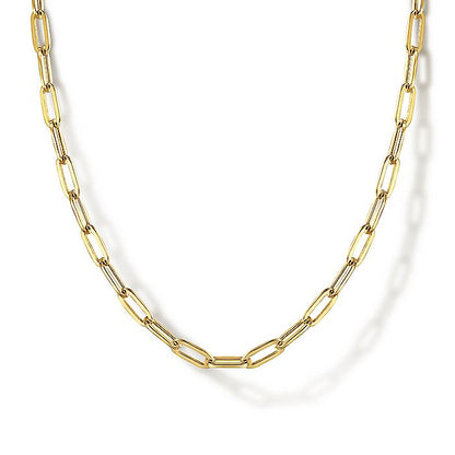 Gabriel & Co Yellow Gold 32 Inch Paperclip Chain