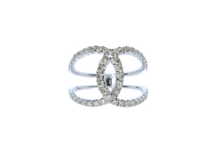 White Gold Open Interlocking Style Diamond Ring - Diamond Fashion Rings - Women's