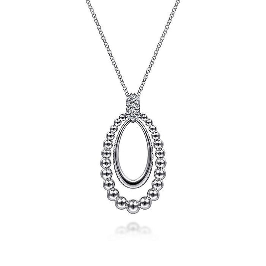 Gabriel & Co Sterling Silver White Sapphire Pendant Necklace