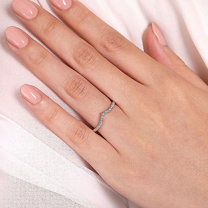 Gabriel & Co White Gold Curved V Diamond Wedding Band - Diamond Wedding Bands - Women's