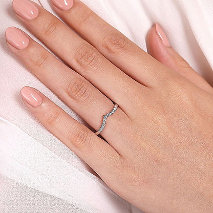 Gabriel & Co White Gold Curved V Diamond Wedding Band - Diamond Wedding Bands - Women's