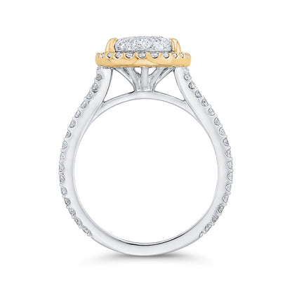 Luminous White And Yellow Gold Oval Halo Engagement Ring - Diamond Engagement Rings