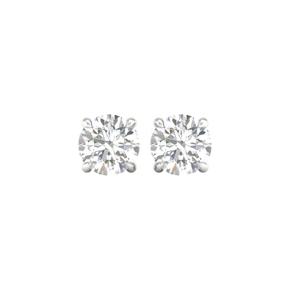 White Gold Round Laboratory Grown Diamond Stud Earrings