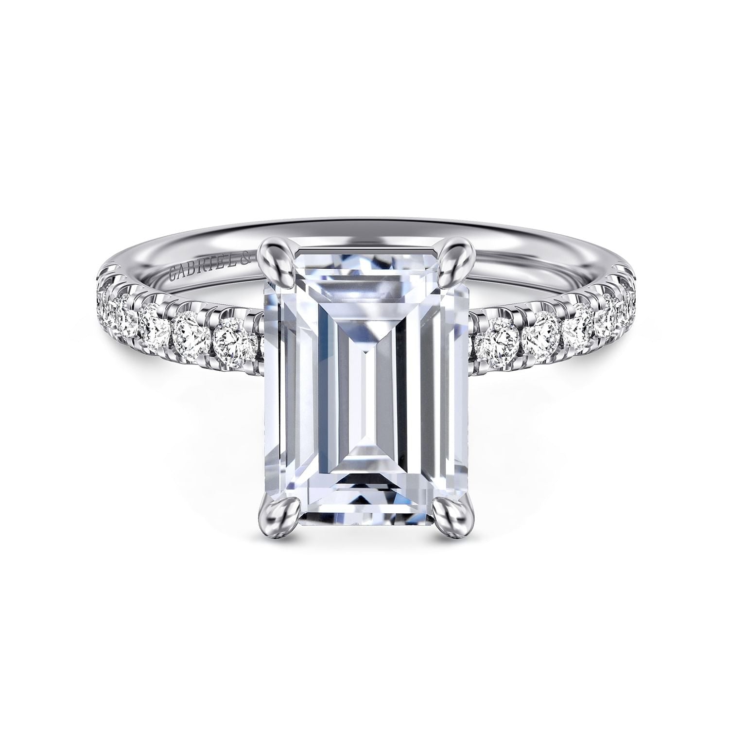 Gabriel & Co. Emerald Cut Semi-Mount Engagement Ring - Diamond Semi-Mount Rings