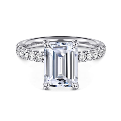 Gabriel & Co. Emerald Cut Semi-Mount Engagement Ring - Diamond Semi-Mount Rings