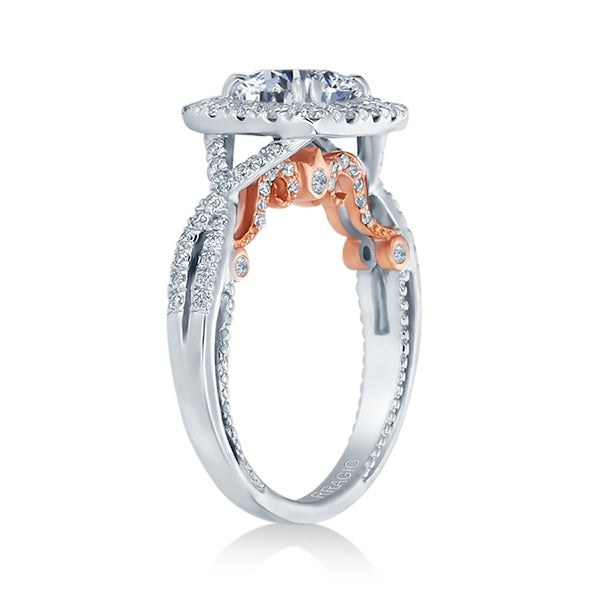 Verragio Insignia Collection White & Rose Gold Cushion Halo Engagement Ring - Diamond Semi-Mount Rings