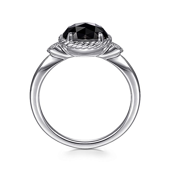 Gabriel & Co. Sterling Silver Oval Onyx and Diamond Ring - Colored Stone Rings - Women's