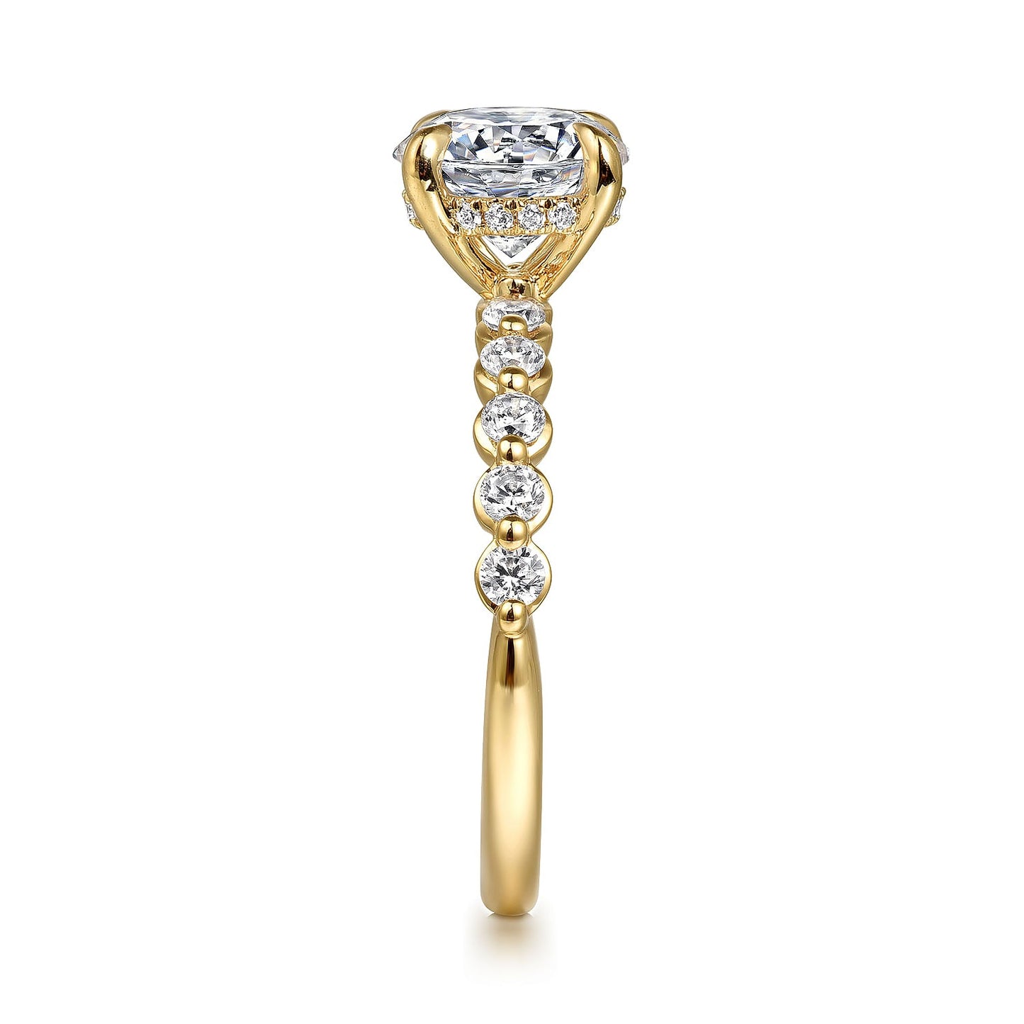 Gabriel & Co. 14 Karat Yellow Gold Round Straight Diamond Semi-Mount Engagement Ring - Diamond Semi-Mount Rings