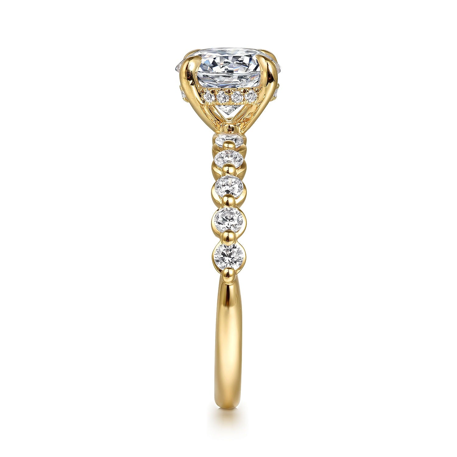 Gabriel & Co. 14 Karat Yellow Gold Round Straight Diamond Semi-Mount Engagement Ring - Diamond Semi-Mount Rings