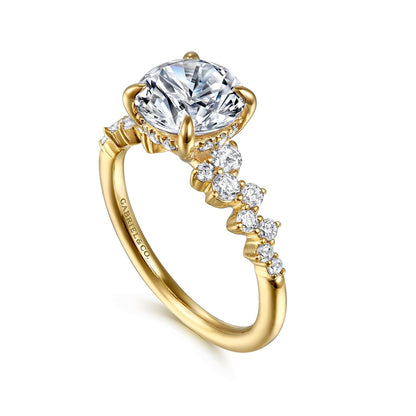 Gabriel & Co. Round Yellow Gold Semi-Mount Engagement Ring