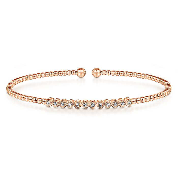 Gabriel & Co Rose Gold & Diamond Bangle Bracelet