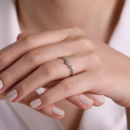 Gabriel & Co. 14 Karat White Gold Curved Diamond Wedding Band