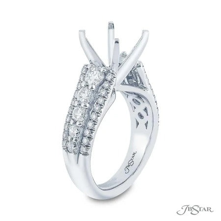 Ladies JB Star Semi Mount Engagement Ring With Diamonds Set In Platinum - Diamond Semi-Mount Rings