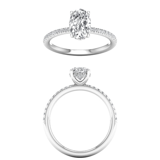 White Gold Laboratory Grown Oval Diamond Engagement Ring