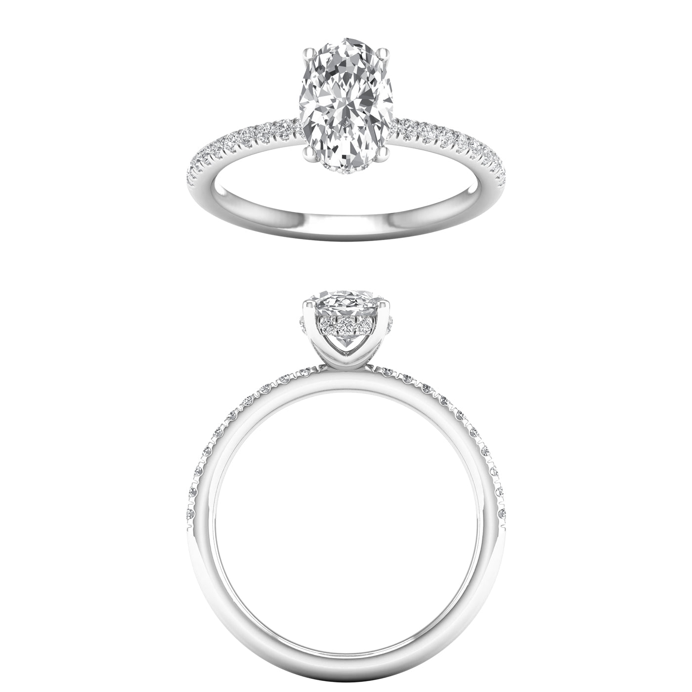 White Gold Laboratory Grown Oval Diamond Engagement Ring