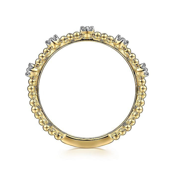 Gabriel & Co.Yellow Gold Diamond and Bujukan Bead Station Ring - Diamond Fashion Rings - Women's