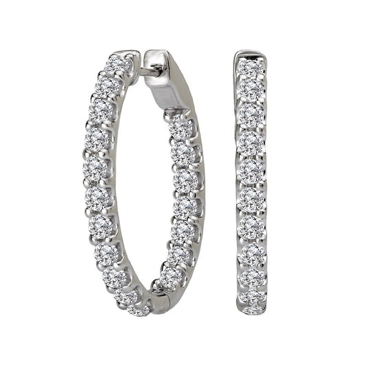 White Gold Diamond Hoop Earrings - Diamond Earrings