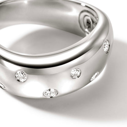 John Hardy Sterling Silver Diamond Surf Ring