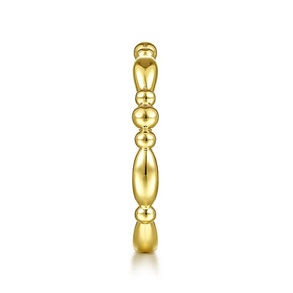 Gabriel & Co Yellow Gold Alternating Bar and Bujukan Bead Stackable Ring - Gold Fashion Rings - Women's