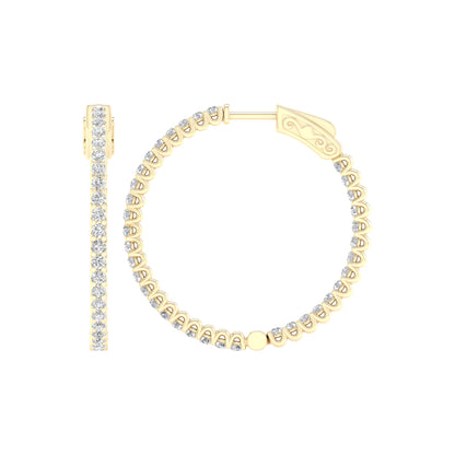 Yellow Gold Laboratory Grown Diamond Hoop Earrings - Diamond Earrings