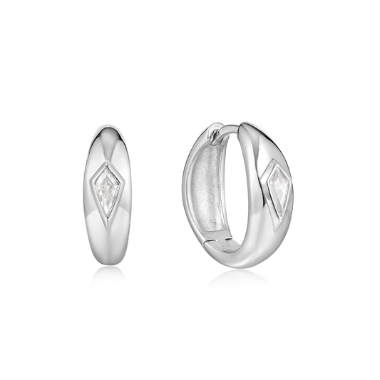 Ania Haie Silver Sparkle Dome Hoop Earrings - Silver Earrings