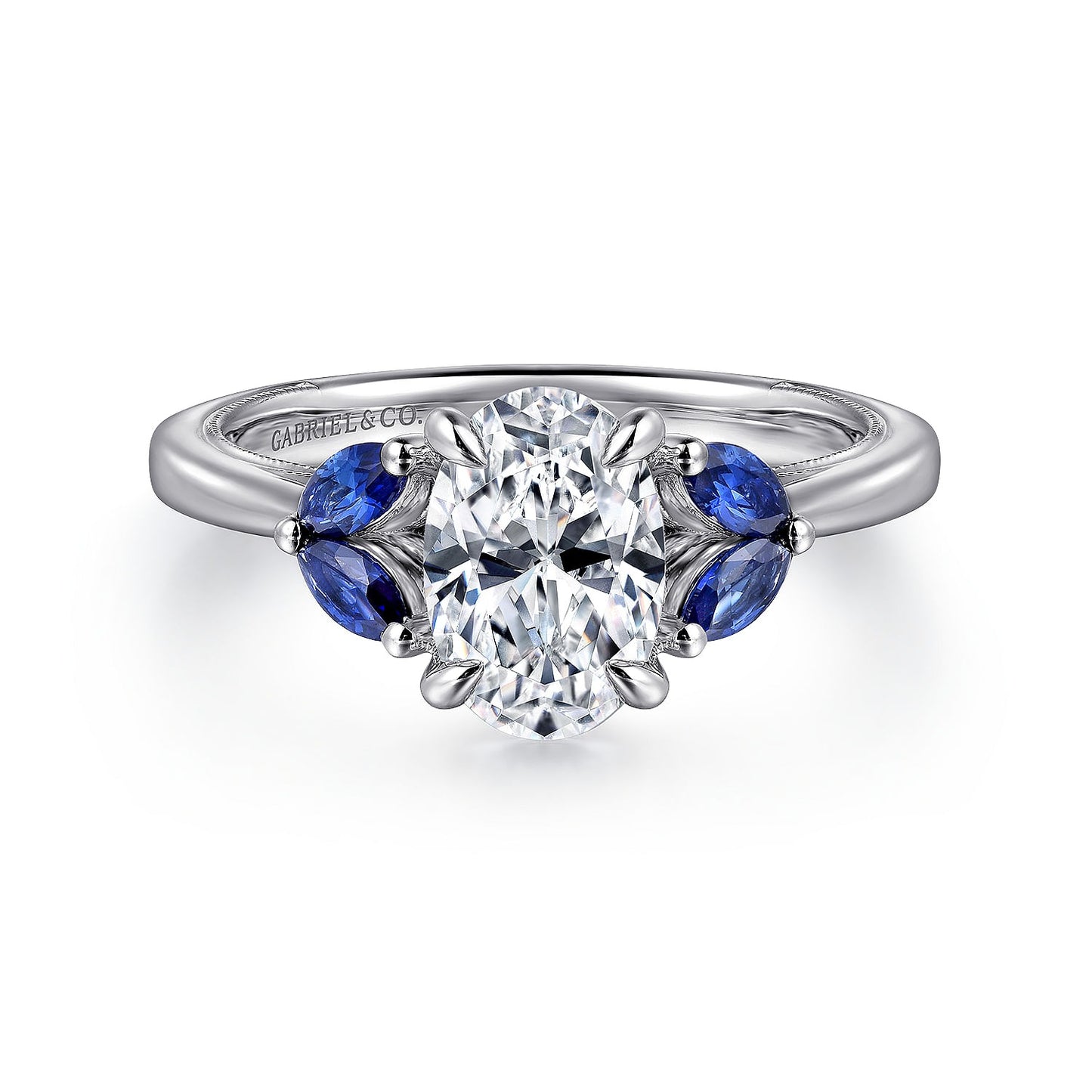 Gabriel & Co. 14 Karat White Gold Oval Semi-Mount Engagement Ring