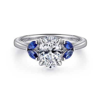 Gabriel & Co. 14 Karat White Gold Oval Semi-Mount Engagement Ring