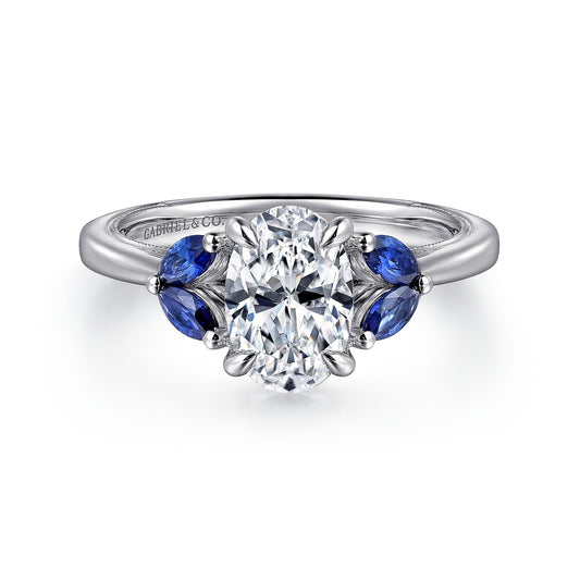 Gabriel & Co. 14 Karat White Gold Oval Semi-Mount Engagement Ring