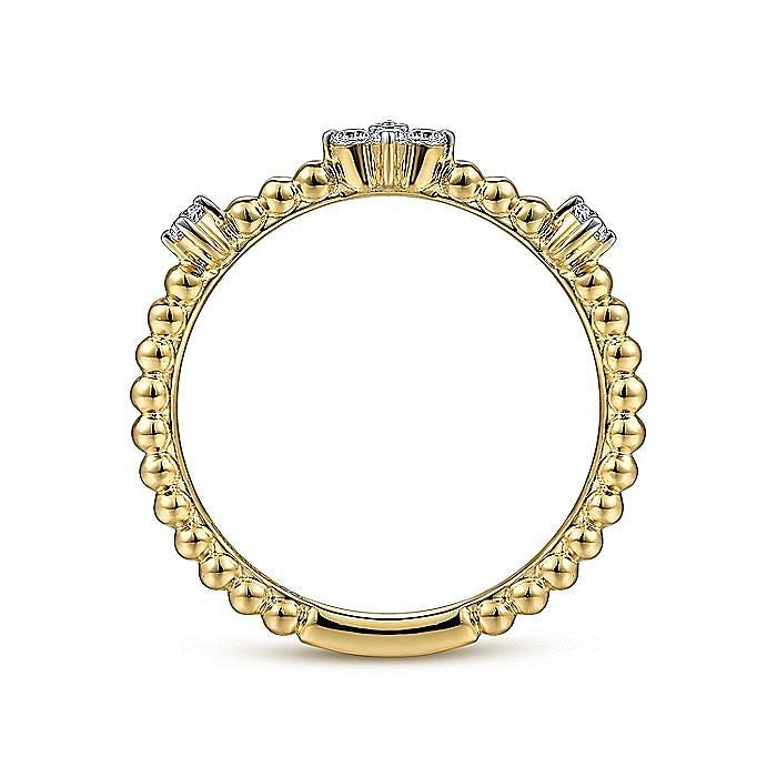 Gabriel & Co. 14 Karat Yellow Gold Diamond Station Bujukan Ring