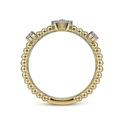 Gabriel & Co. 14 Karat Yellow Gold Diamond Station Bujukan Ring