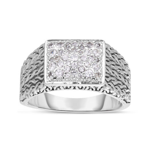 Phillip Gavriel Silver Woven White Sapphire Ring - Colored Stone Rings - Men's