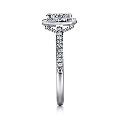 Gabriel & Co. 14 Karat White Gold Princess Halo Semi-Mount Engagement Ring - Diamond Semi-Mount Rings