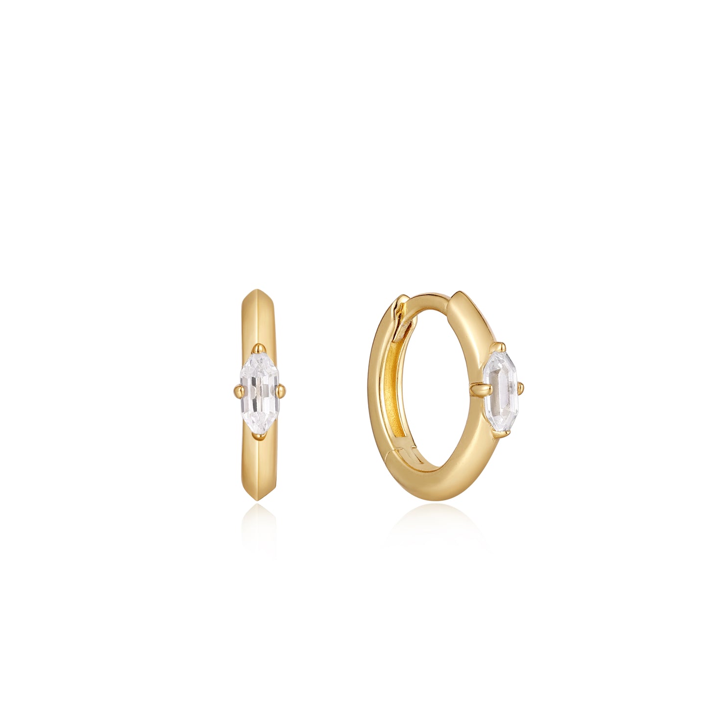 Ania Haie Gold Sparkle Emblem Huggie Hoop Earrings - Silver Earrings