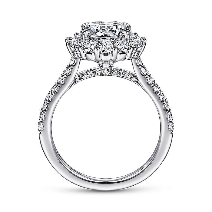 Gabriel & Co. 14 Karat White Gold Round Halo Semi-Mount Engagement Ring