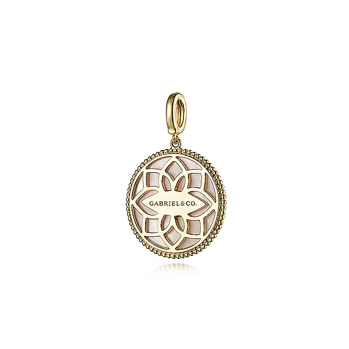 Gabriel & Co Yellow Gold Diamond And Sapphire Compass Pendant