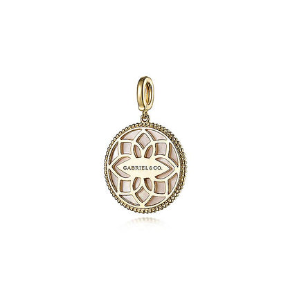 Gabriel & Co Yellow Gold Diamond And Sapphire Compass Pendant