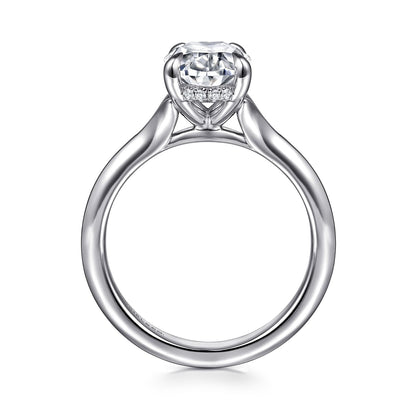Gabriel & Co. 14 Karat White Gold Oval Semi-Mount Engagement Ring - Diamond Semi-Mount Rings