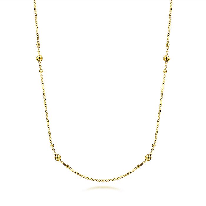 Gabriel & Co. 14 Karat Yellow Gold Bujukan Bead Station 32 Inch Necklace - Gold Necklace