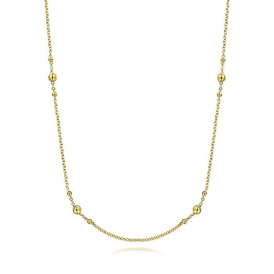 Gabriel & Co. 14 Karat Yellow Gold Bujukan Bead Station 32 Inch Necklace