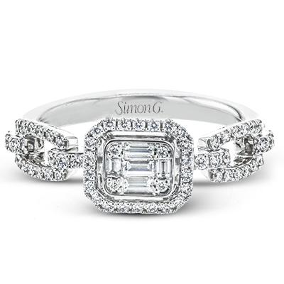 Simon G. White Gold Emerald Shaped Diamond Fashion Ring - Diamond Fashion Rings - Women's