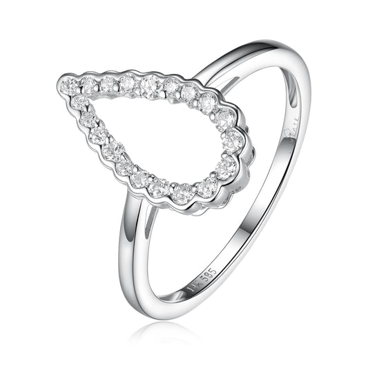 Luvente 14 Karat White Gold Pear Shaped Outline Diamond Ring - Diamond Fashion Rings - Women's