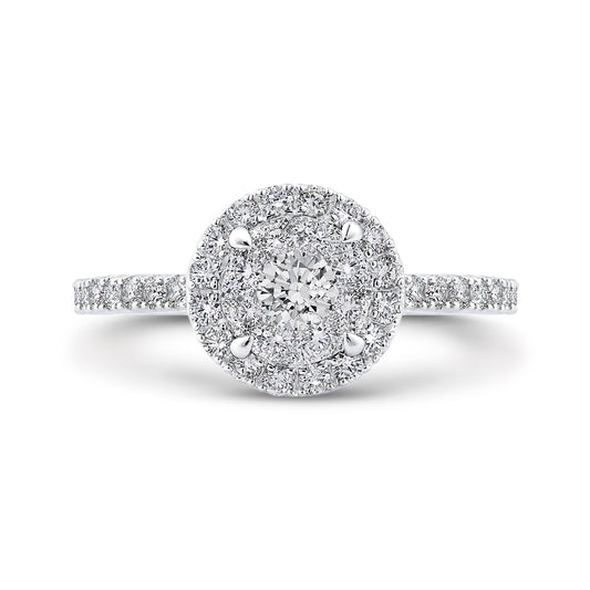 Luminous White Gold Round Halo Engagement Ring