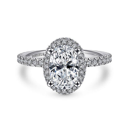 Gabriel & Co White Gold Oval Halo Semi-Mount Engagement Ring