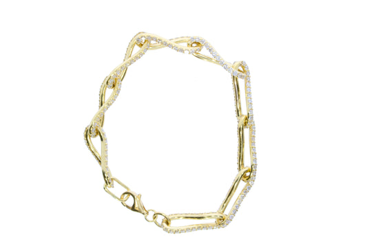 Ladies Yellow Gold Fancy Link Diamond Bracelet - Diamond Bracelets