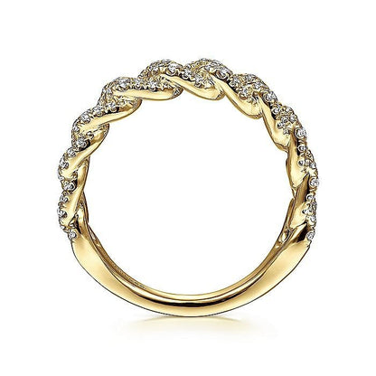 Gabriel & Co. 14 Karat Yellow Gold Diamond Chain Link Stackable Ring - Diamond Fashion Rings - Women's