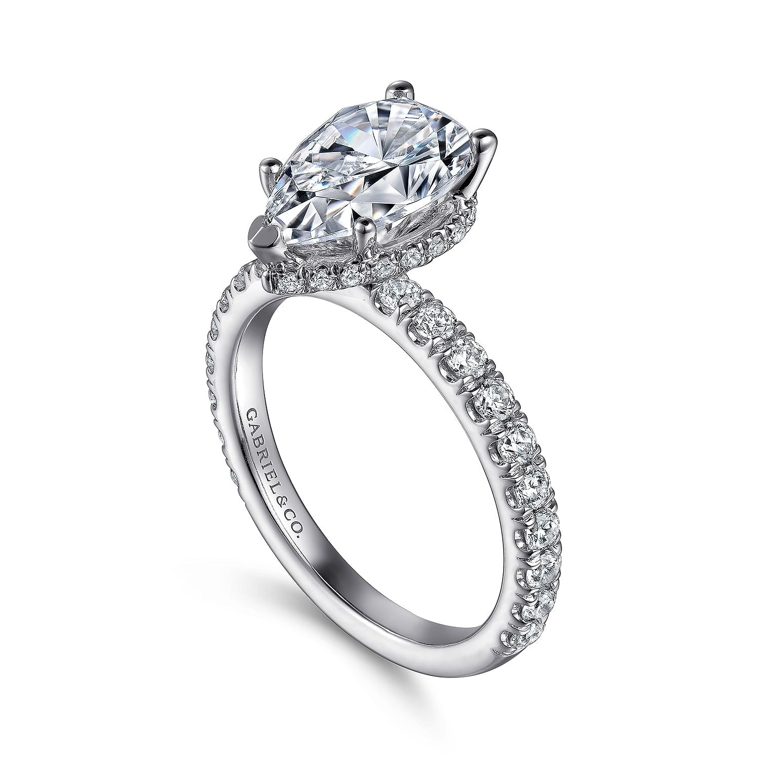 Gabriel & Co Pear Semi-Mount Engagement Ring - Diamond Semi-Mount Rings