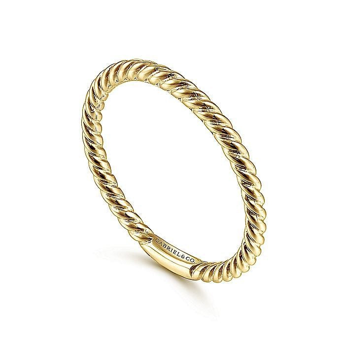 Gabriel & Co. Yellow Gold Twisted Rope Stackable Ring - Gold Wedding Bands - Women's