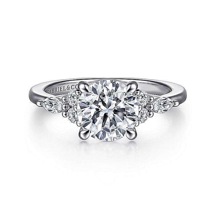 Gabriel & Co. White Gold Round Seven Stone Semi-Mount Engagement Ring