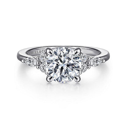 Gabriel & Co. White Gold Round Seven Stone Semi-Mount Engagement Ring